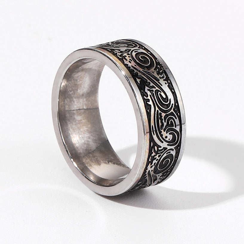 Geometric Titanium Ring Unisex Electroplated Band Jewelry