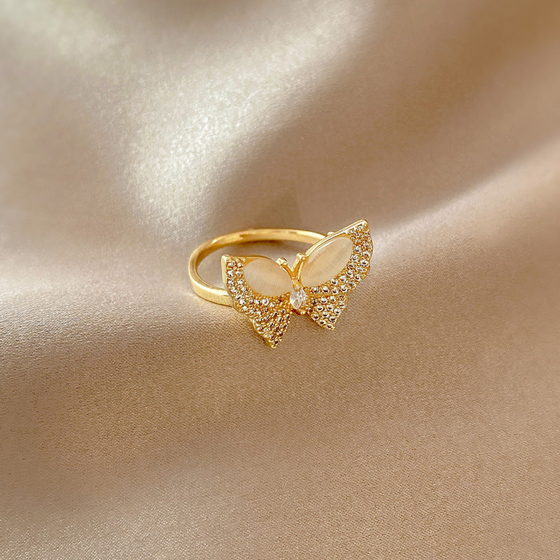 Women Adjustable Gold Plated Rings With Geometric Design And Artificial Gems For Wedding Jewelry Korean Fashion