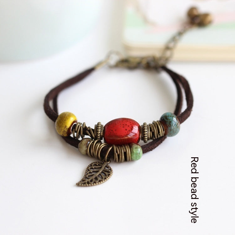 Bohemian Ceramic Woven Beaded Bracelet Circular Design Adjustable Length for Women Boho Bracelet Accessory Today