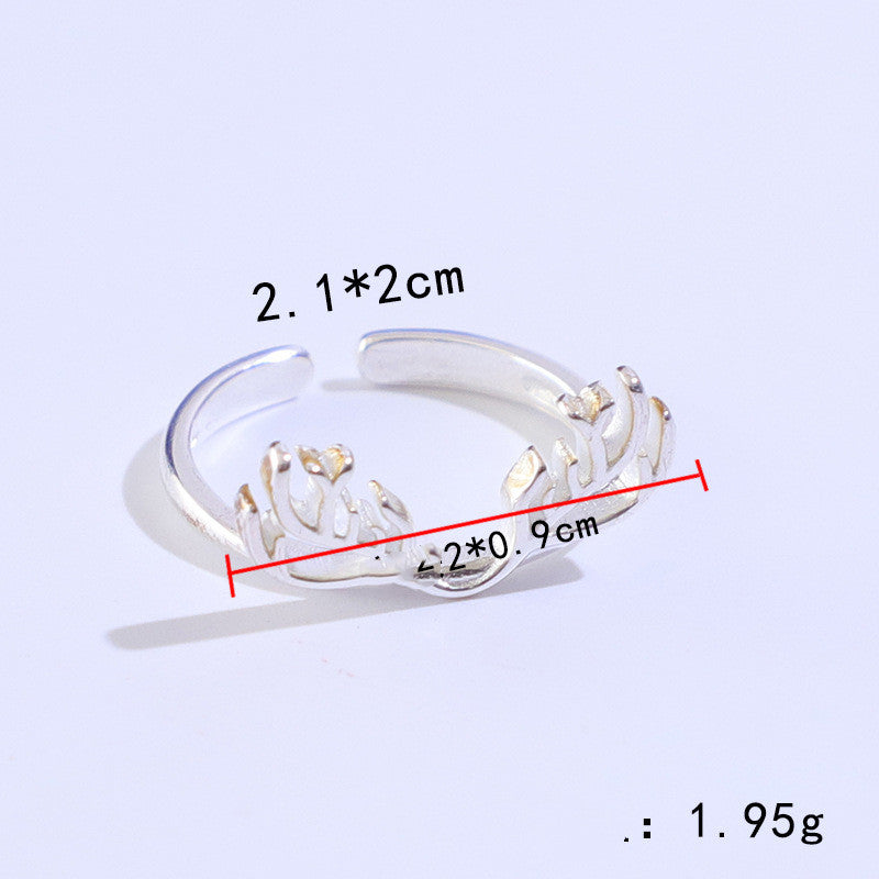 Unisex Animal Antler Ring Gold Plated Silver Jewelry Gift For New Year Festive Occasion Jewelry Accessory Women Men