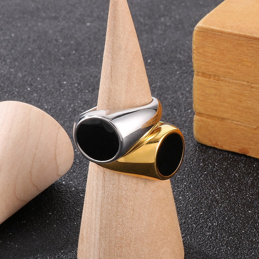 Men Ring Gold Tone Titanium Steel Polished Fashion Band Classic Style Durable Everyday Wear Sizes Six 7 8 9 10