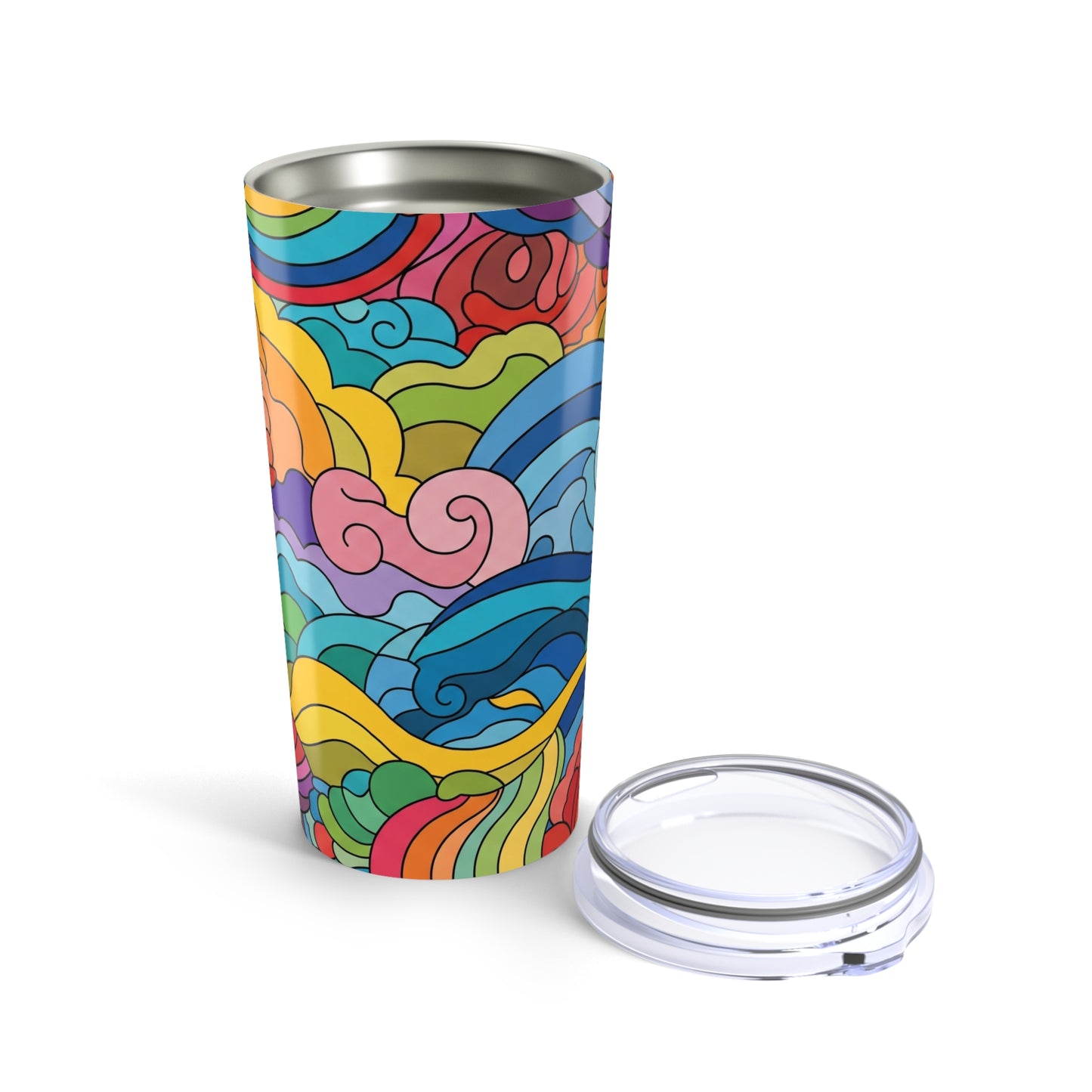 20oz Stainless Steel Travel Mug With Double Wall Vacuum Insulation And Spill Resistant Lid Printed Design