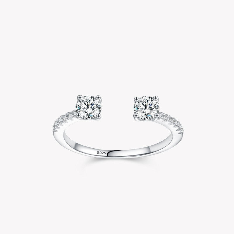 Sterling Silver Ring For Women White Gold Finish Geometric Quadrilateral Band Gift Case Included In Gift Pouch