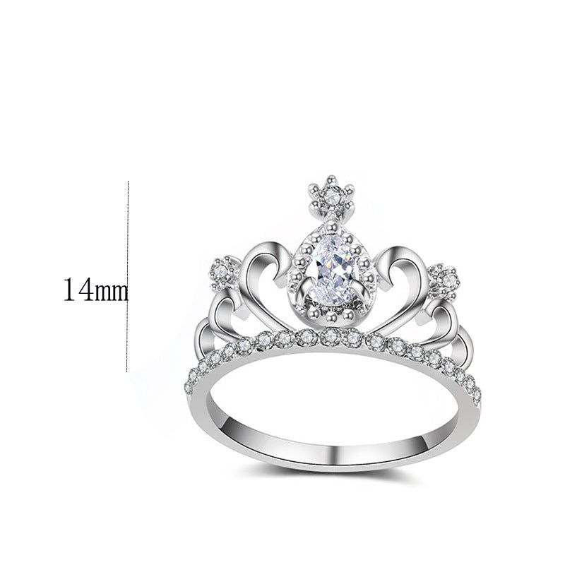 Womens Crown Ring Natural Alloy Multi Level Hollow Drop Shaped Design With Exquisite Floral Accents Striped No