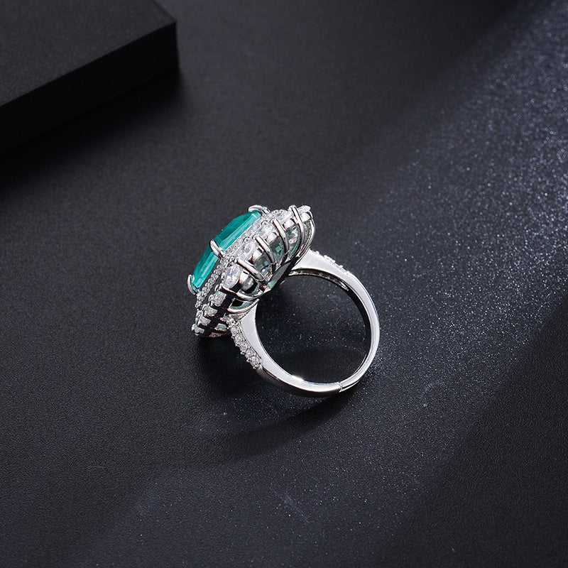 Womens Ring Copper Inlaid Zirconium Vintage European American Classic Metal Ring Geometry Ring Copper Zirconium