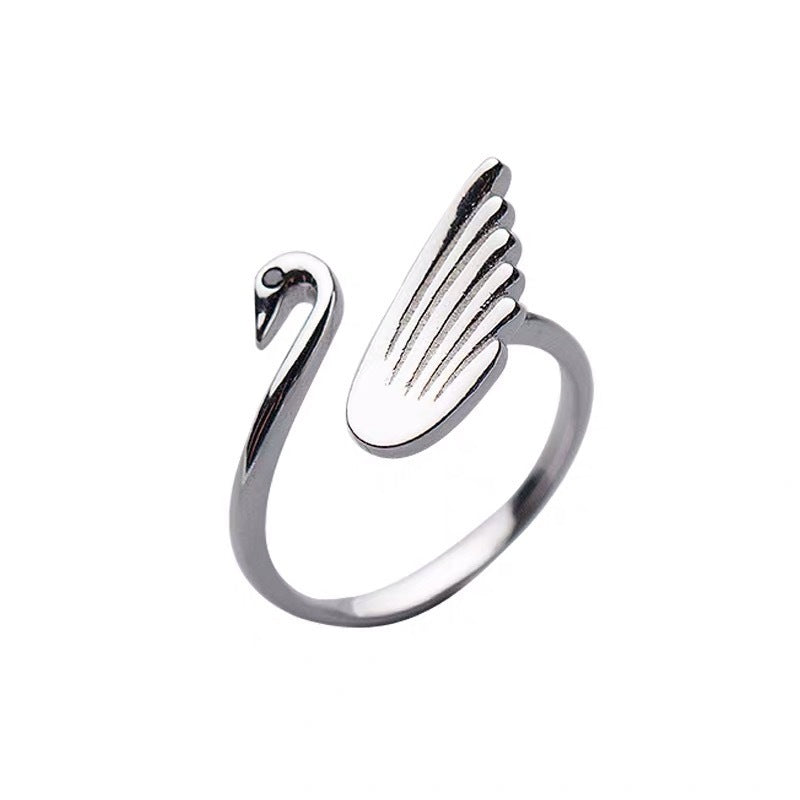 Korean Style Cute Animal Sterling Silver Ring S925 Geometric Adjustable Womens Jewelry Delicate Everyday Wear Accessory