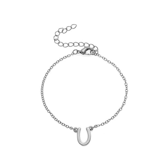 Couple Bracelet U Shape Horseshoe Pendant Alphabet Initial Charm Electroplated Alloy Simple Design And U Shape