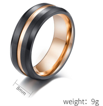 Unisex Ring Two Tone Black Rose Gold Titanium Steel Brushed Matte Finish Durable Everyday Wear Fashion Jewelry Gift
