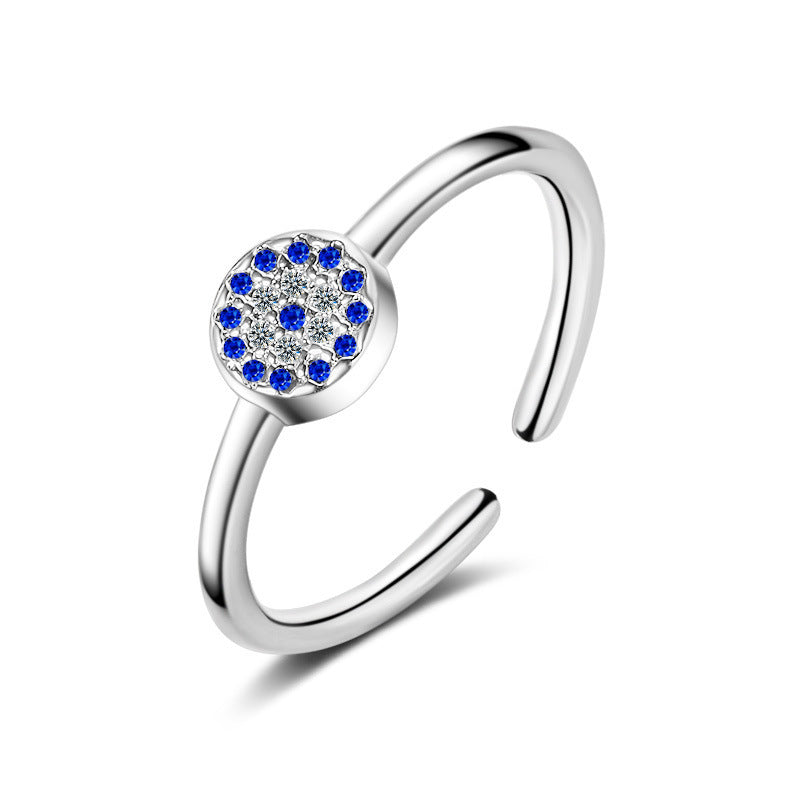 Turkish Evil Eye Ring Retro Circle Blue Eye Jewelry Copper Plated Platinum And Gold Adjustable Opening Band For Women