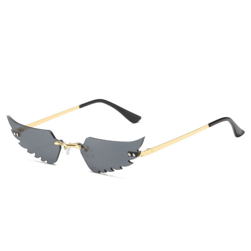 Sunglasses UV400 Protection Metal Frame Irregular Feathers PC Lenses Fashion Personality Sun Feathers Feathers