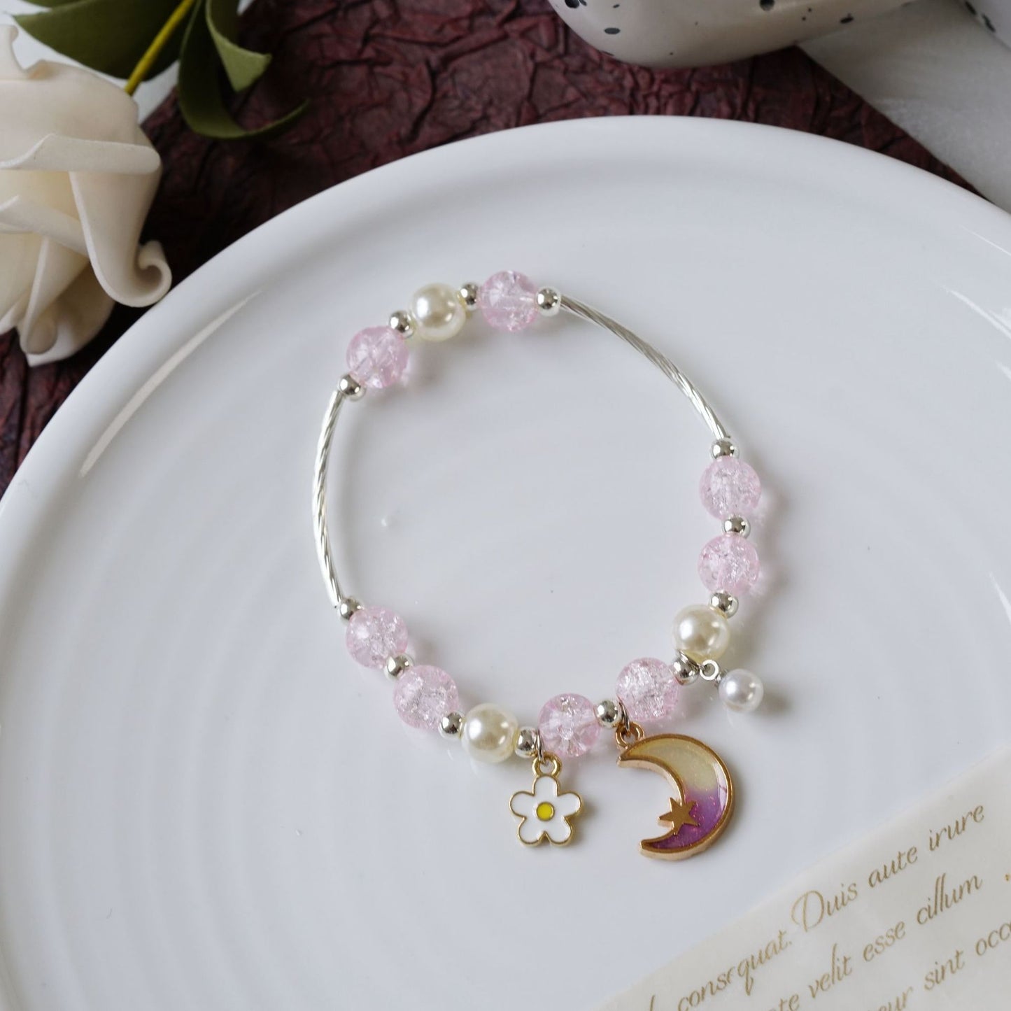 Womens Beaded Bracelet With Pearl Crystal And Alloy Animal Zodiac Charms Cartoon Adjustable Length Cute Charm