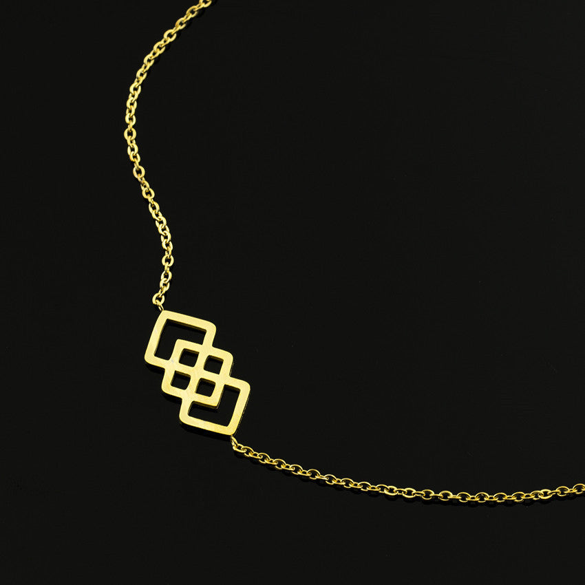 Womens Geometric Square Bracelet Stainless Steel Web Design Korean Fashion Jewelry Anniversary Celebration Stylish