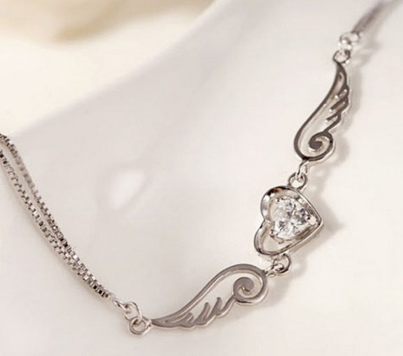 Heart Bracelet Plated Copper White Gold With Purple Diamond And White Diamond Accents Fashion Jewelry Gift For Her