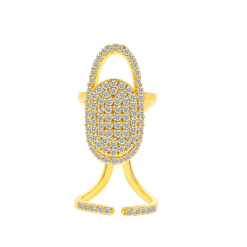 Women Geometric Ring Gold Plated Copper With Inlaid Gemstones Knuckle Style Trendy Fashion Jewelry For Everyday Wear