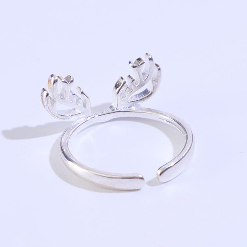 Unisex Animal Antler Ring Gold Plated Silver Jewelry Gift For New Year Festive Occasion Jewelry Accessory Women Men