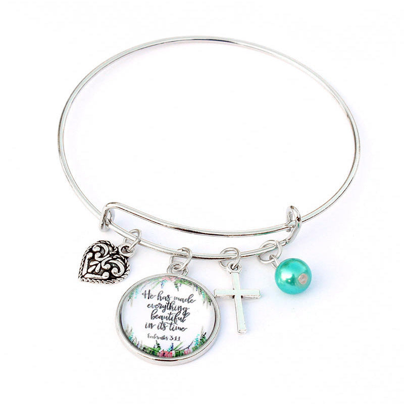 Unisex Religious Cross Bracelets Adjustable Bangle Totem Design Electroplated Alloy Jewelry Gift Anniversaries