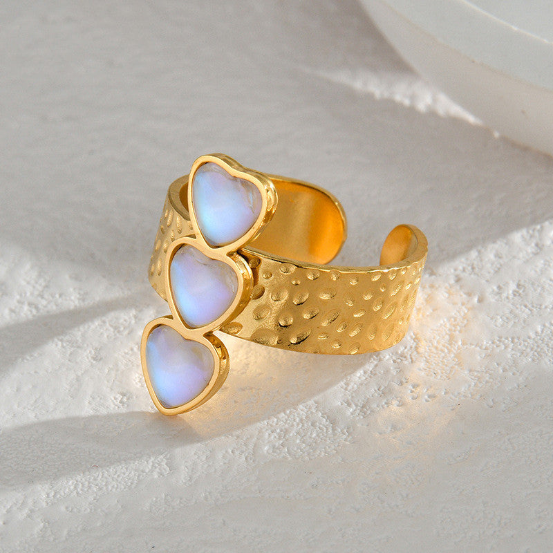 Women Stainless Steel Heart Open Ring Geometric Design Fashion Jewelry Gifts For Her Romantic Elegant Gorgeous