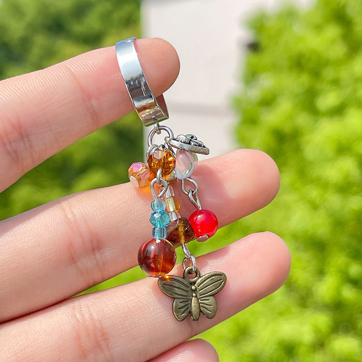 Womens Fashion Ring With Butterfly Tassel Heart Bow Chain Alloy Electroplated Jewelry For Women For Daily Wear