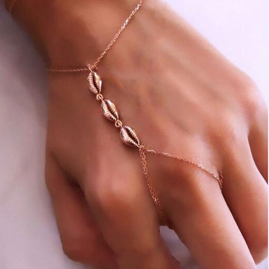 Seashell Double Finger Bracelet Electroplated Alloy Fashion Jewelry Gift For Trade Fairs And Travel Souvenirs Gifts