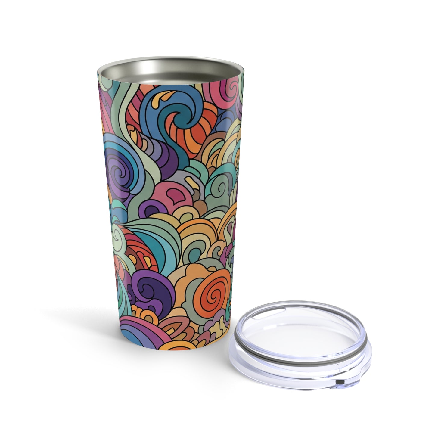 20oz Stainless Steel Printed Travel Mug With Double Wall Vacuum Insulation And Spill Resistant Lid For Beverages
