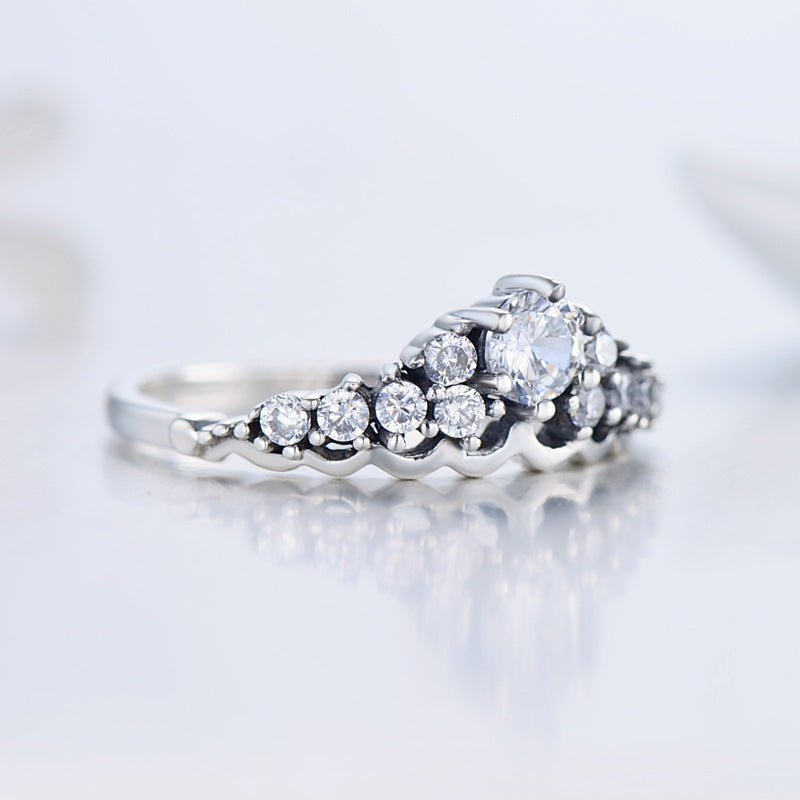 Sterling Silver Crown Ring For Women With Zircon Accent Elegant 925 Jewelry Gift Ideal For Daily Wear Gift Box Included
