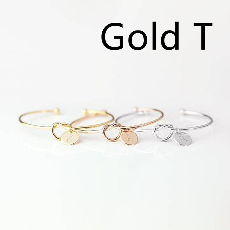 Womens Alloy Letter Bracelet Dead Knot Bangle Jewelry Gold