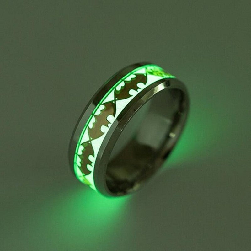 Stainless Steel Luminous Symbols Ring For Men Glowing Durable Jewelry Gift Ready Everyday Wear Modern Stylish Accessory