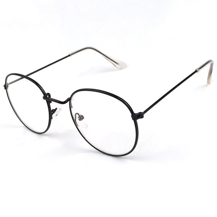 Retro Metal Frame Glasses Full Rim Flat Mirror Eyewear For Men And Women Zero Degree Trendy Fashionable Eyeglasses
