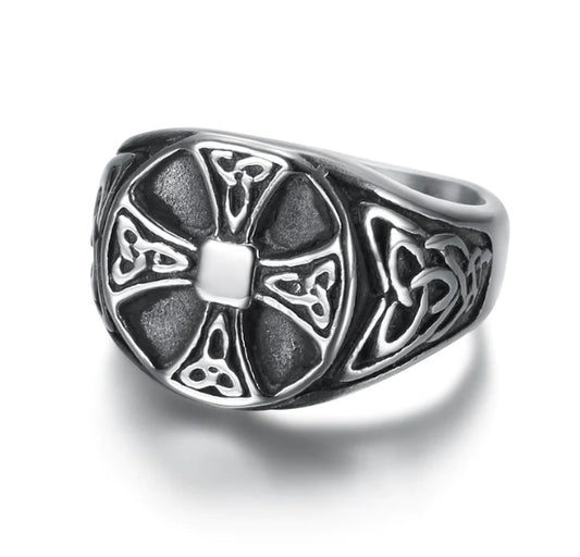 Mens Celtic Knot Cross Ring Stainless Steel Handcrafted Jewelry Christian Gift For Him Durable Authentic Class