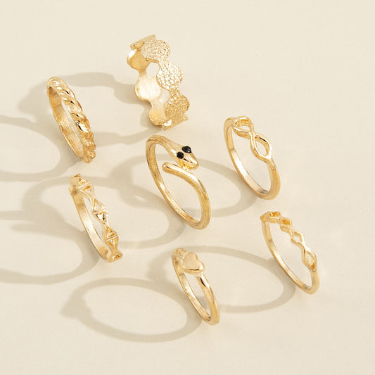 Womens Gold Plated Snake Ring Retro Black Eyed Ring European Fashion Metal Ring Eye Elements Jewelry Gift Her