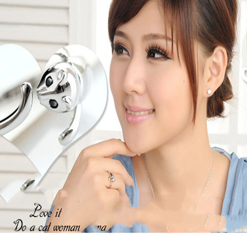 Cat Couple Rings Matching Bands Korean Geometric Tail Ring Electroplated Jewelry Gift Customizable Ring For Her