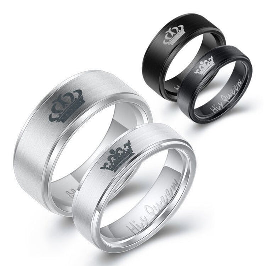 Couples Rings Titanium Steel Matching Bands For Her And Him Geometric Stainless Steel Promise Rings Fashion Jewelry Set