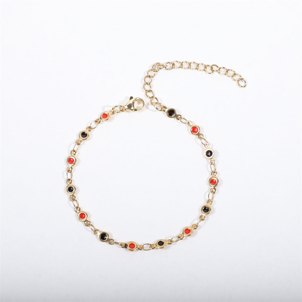 Stainless Steel Bracelet 18K Gold Plated Dripping Chain Geometric Round Element Unisex Jewelry Gift Daily Wear