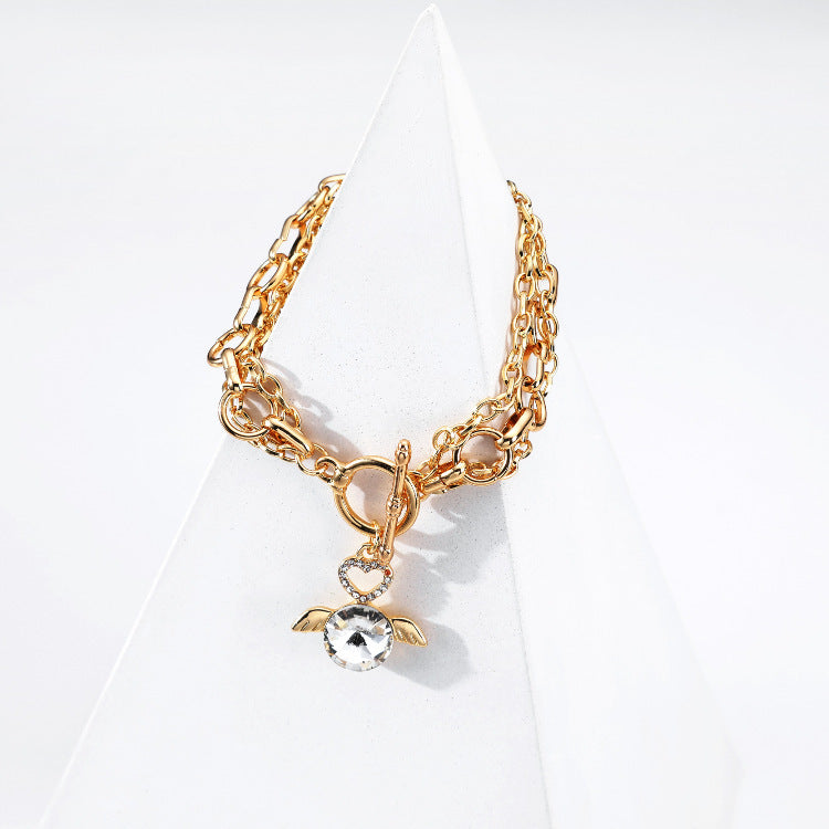 Bohemian Beaded Bracelet With Rhinestones Angel Pendant Charms Unisex Multi Layer Chain Jewelry For Daily Wear