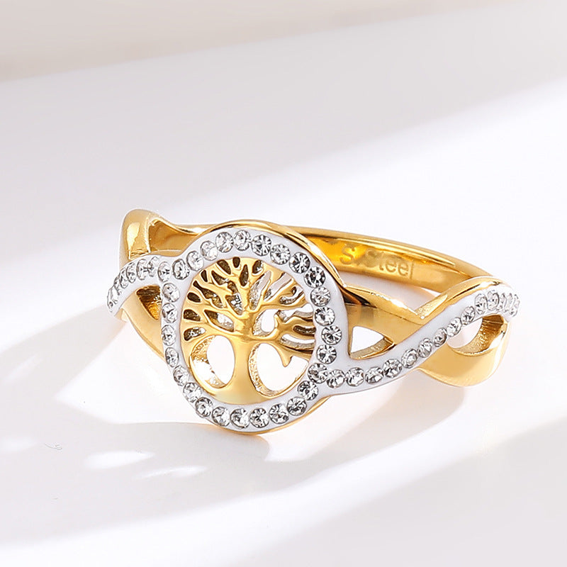 Unisex Titanium Steel Ring Hollow Open Mouth Electroplated Fashion Jewelry Durable Color Retention Modern Accessory