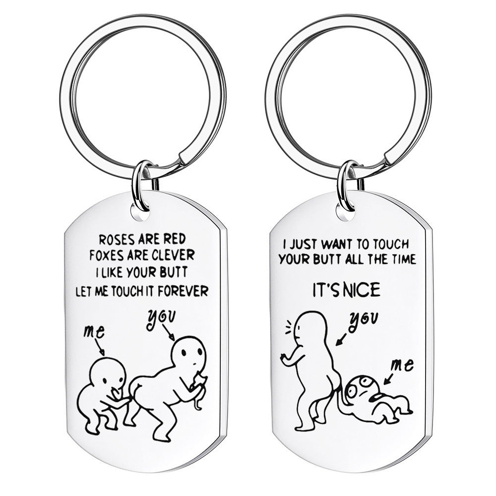 Stainless Steel Geometric Keychain Pendant Silver Jewelry