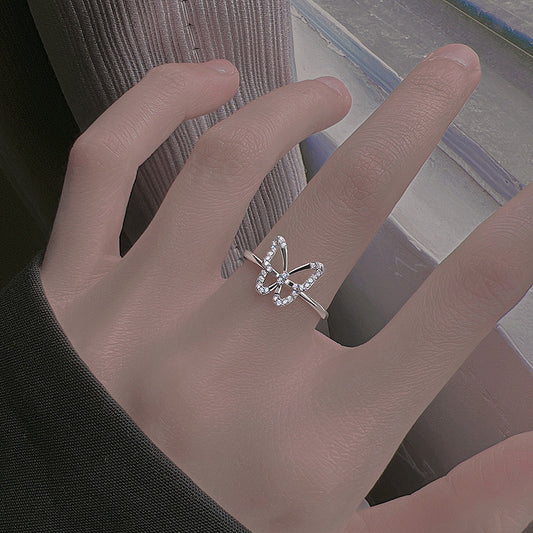 Elegant Copper Ring With White Gold Plating For Women