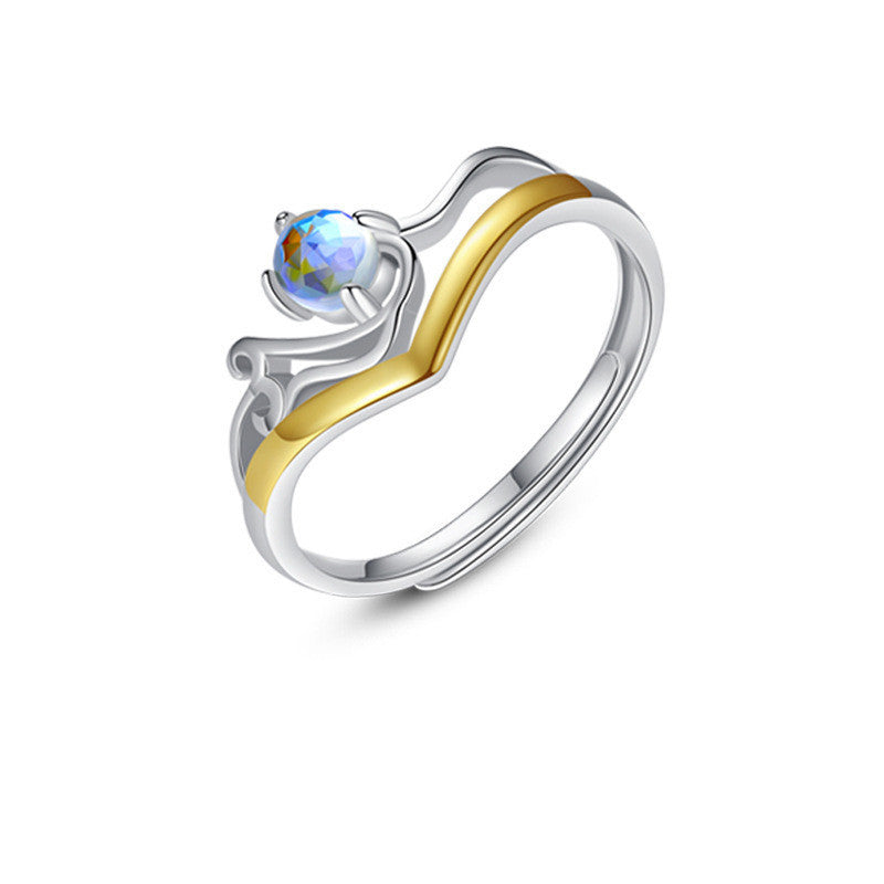 Couple Rings Sterling Silver Wave Diamond Setting Ring Set for Him and Her Anniversary Gift for Couples Celebration