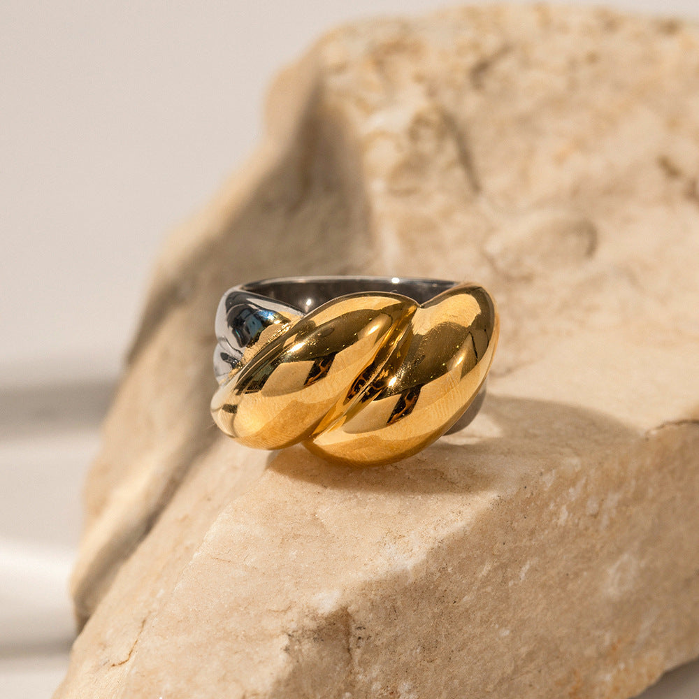 Gold Womens Circle Geometry Ring Stainless Steel Electroplated For Her Gift No 6 No 7 No 8 Sizes 6 7 8 For Her