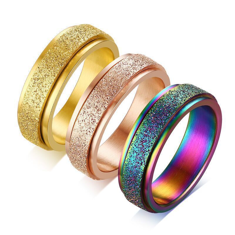 Womens Alloy Turnable Ring Sandblasted Finish Unique Design Everyday Wear Lightweight Ring Jewelry Gift Alloys