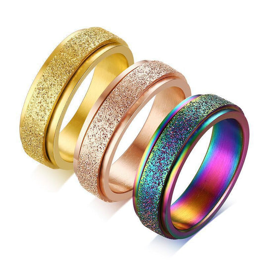 Womens Alloy Turnable Ring Sandblasted Finish Unique Design Everyday Wear Lightweight Ring Jewelry Gift Alloys