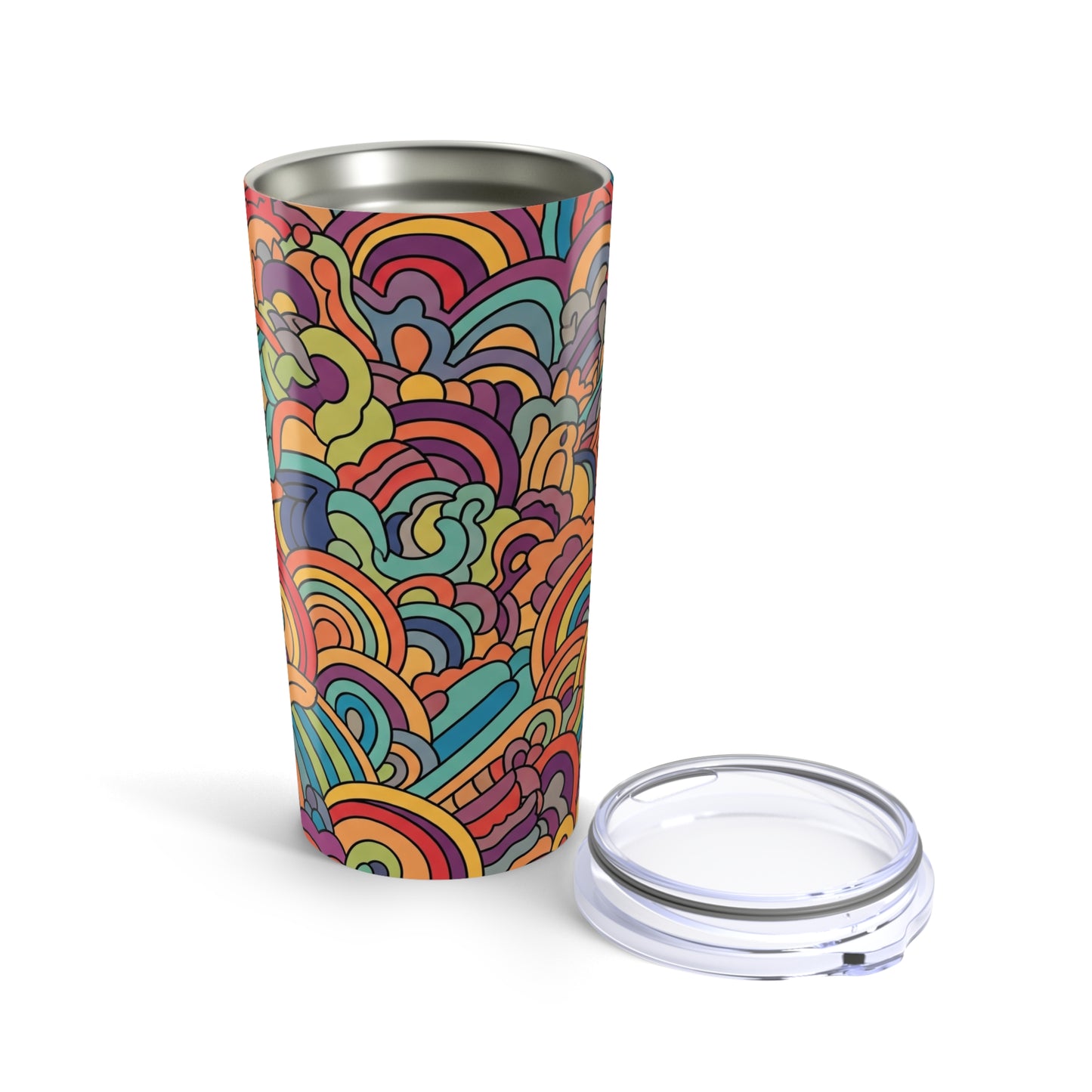 20oz Stainless Steel Tumbler With Double Wall Vacuum Insulation Spill Resistant BPA Free Printed Design Travel Mug