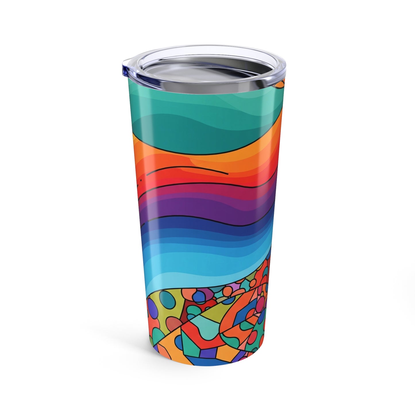 20oz Stainless Steel Tumbler With Double Wall Vacuum Insulation Printed Design Spill Resistant For Hot And Cold