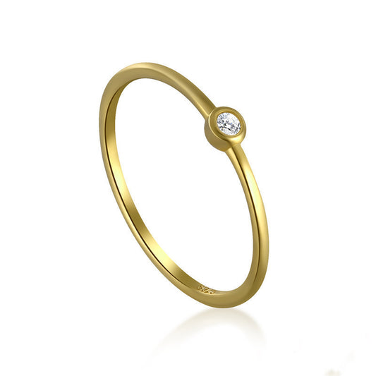 Gold Plated Sterling Silver Diamond Ring Japanese Style