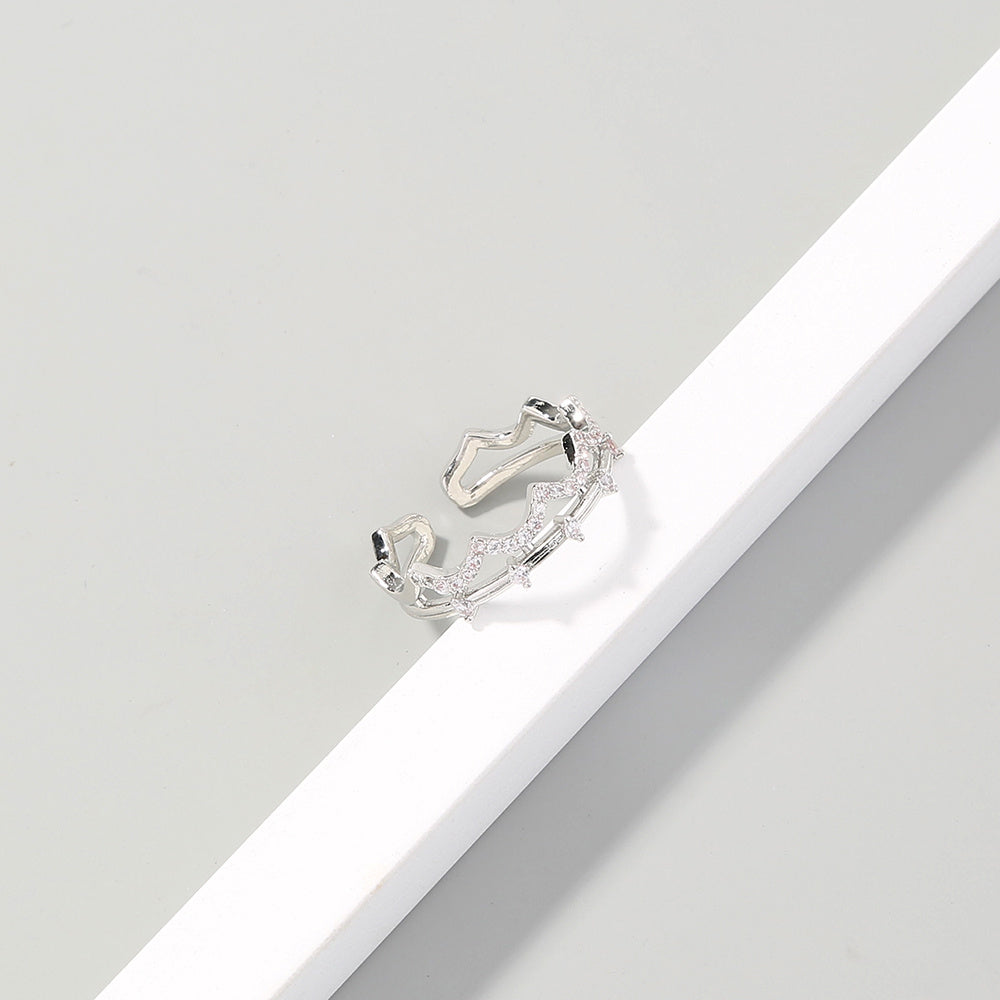 Copper Inlaid Zircon Adjustable Opening Wedding Ring