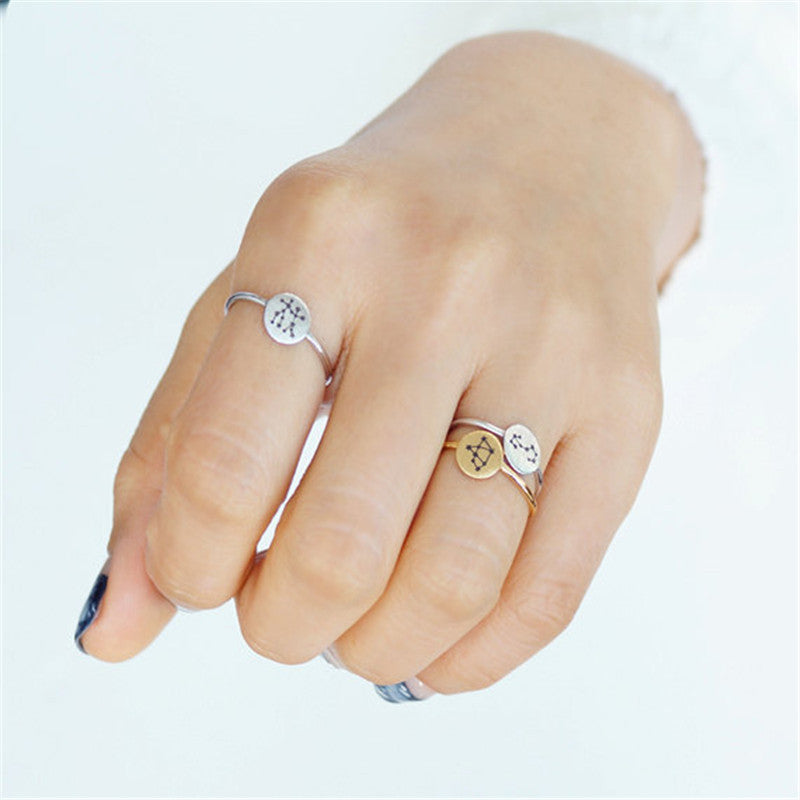 Unisex Adjustable Ring Gold Plated Celestial Jewelry Constellation Theme Everyday Wear Gift for Her or Him Fashionable