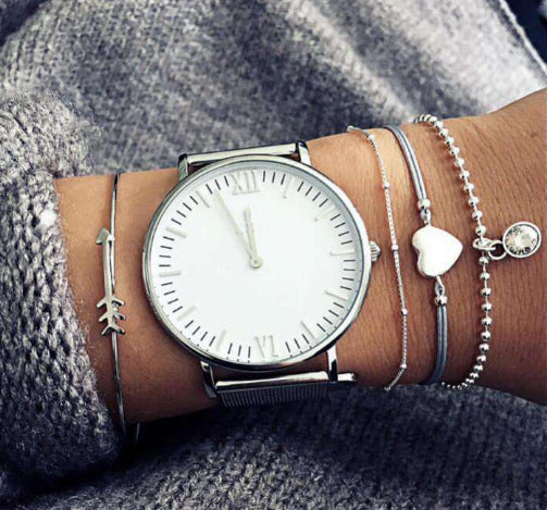 Womens Bohemian Bracelet Set Vintage Beaded Charm Alloy Jewelry Boho Bracelets Bow Design And Love Boho Jewelry Gift