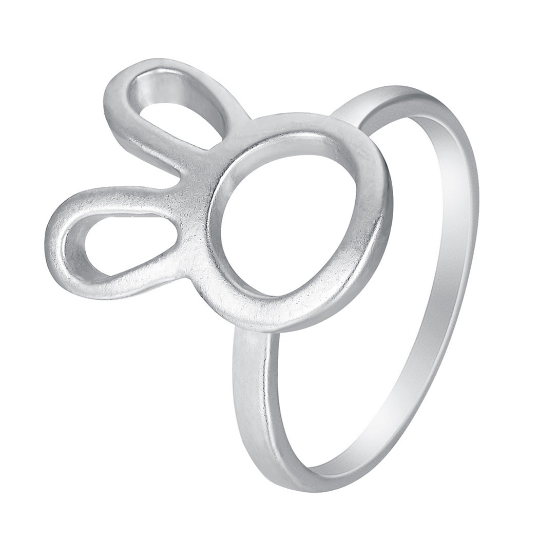 Unisex Rabbit Head Ring Electroplated Alloy Fashion Lightweight Tail Ring Gold Or Silver Gift Birthday Birthday