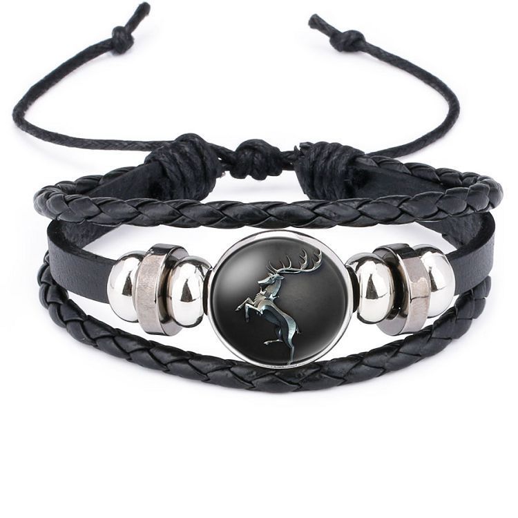 Unisex Leather Bracelets Animal Zodiac Design Woven Rope Wristband Individually Packed for Men and Women Style