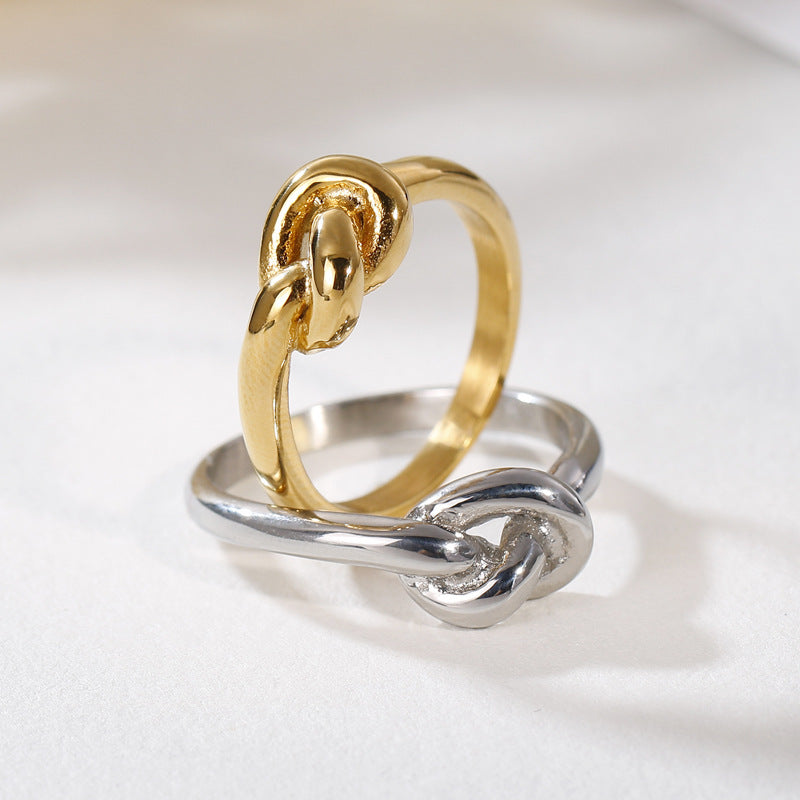 Knot Geometric Titanium Steel Ring Gold Tone Or Rose Gold For Women Size 6 7 8 9 Fashion Jewelry Everyday Wear Jewelry
